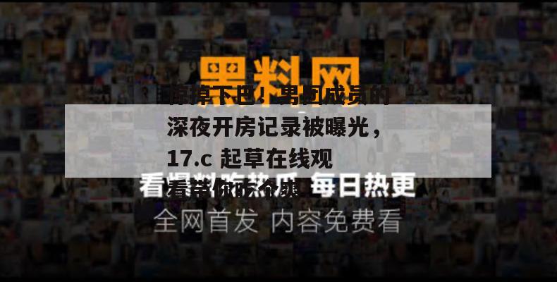 惊掉下巴！男团成员的深夜开房记录被曝光，17.c 起草在线观看带你吃个爽！